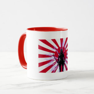 Japanese Flag & Rising Sun Samurai Warrior Mug