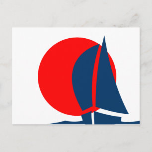 Japanese Flag Sailing Boat Japan Nautical Postcard