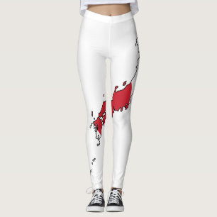 Japanese Flag Within Map Souvenir Design Leggings