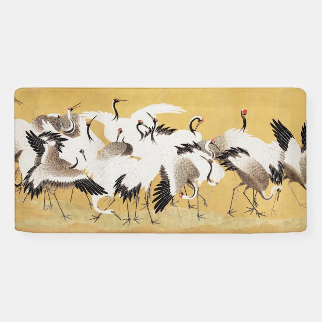 Japanese Flock Cranes Vintage Bird Rich Classic Banner (Horizontal)