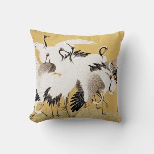 Japanese Flock Cranes Vintage Bird Rich Classic Cushion