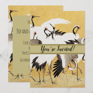 Japanese Flock Cranes Vintage Bird Rich Classic Invitation