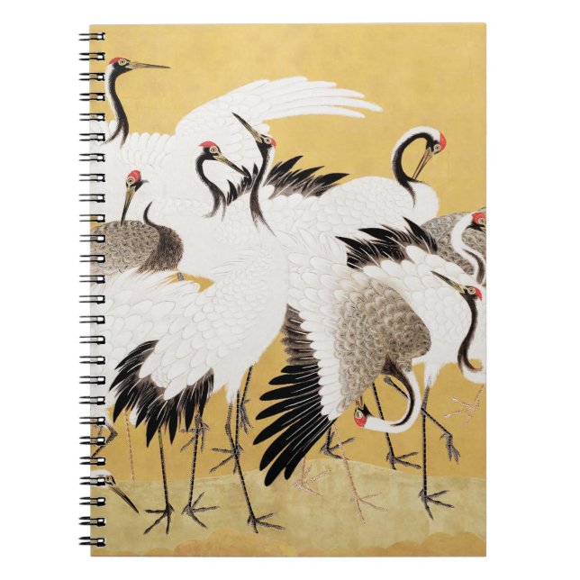 Japanese Flock Cranes Vintage Bird Rich Classic Notebook (Front)