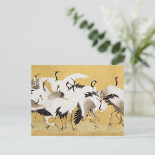 Japanese Flock Cranes Vintage Bird Rich Classic Postcard
