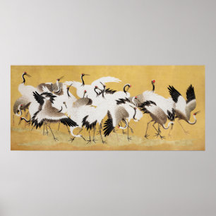 Japanese Flock of Cranes by Ishida Yūtei Poster