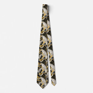Japanese Floral Black Gold Tie