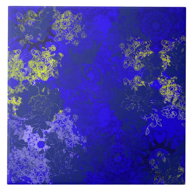 Japanese floral blue patterns tile (Front)