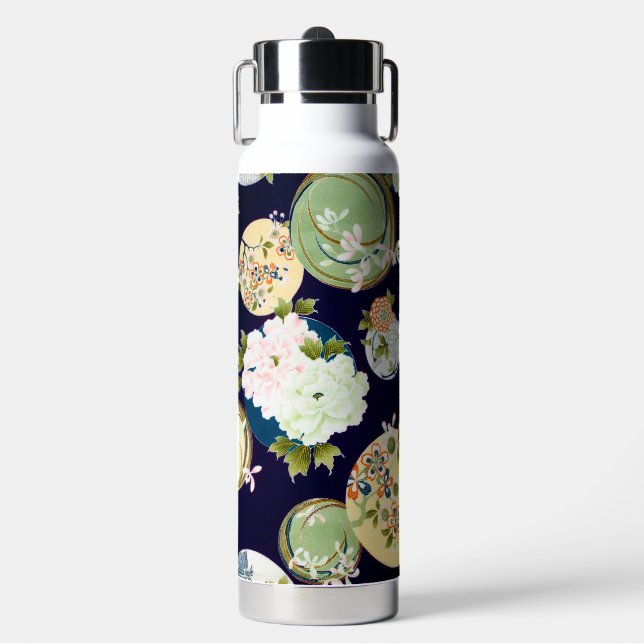 Japanese Floral Design Water Bottle (Front)