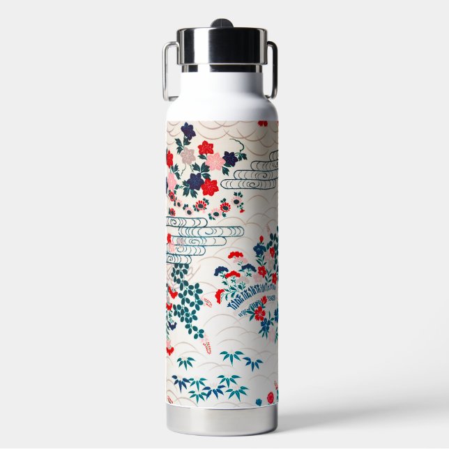 Japanese Floral Design Water Bottle (Front)