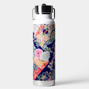 Japanese Floral Design Water Bottle