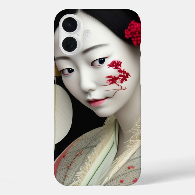 Japanese Floral Geisha Red Gold Fantasy Art Poster Case-Mate iPhone Case (Back)