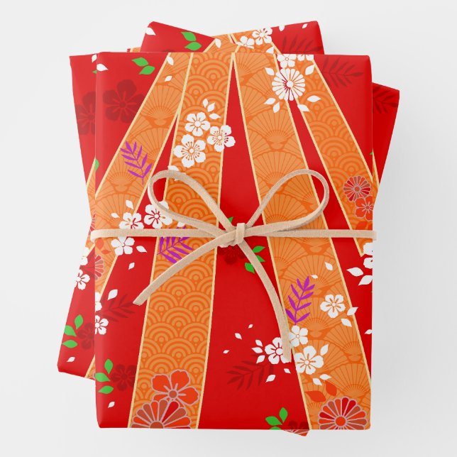 Japanese Floral Kimono Pattern Spring Wrapping Paper Sheet (In situ)
