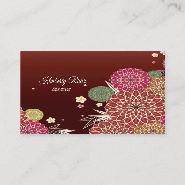 Japanese Floral Pattern Business Card (Front)