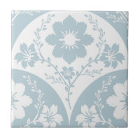 Japanese Floral Pattern in Soft Blue and White