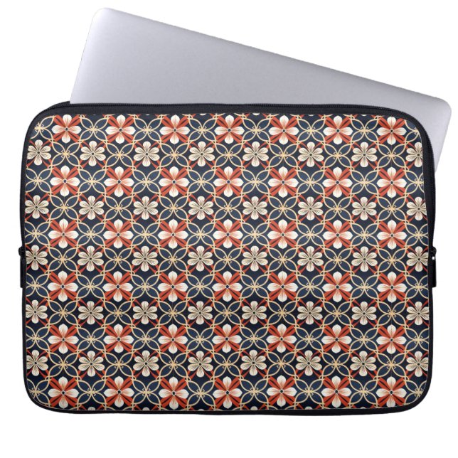 Japanese Floral Pattern Laptop Sleeve (Front)