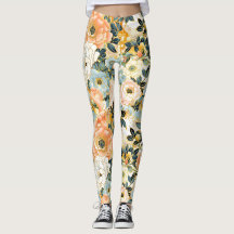 Japanese Floral Pink and Gold Leggings
