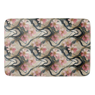 Japanese Floral Pink Gold Bath Mat