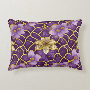 Japanese Floral Purple Gold  Decorative Cushion