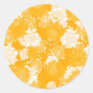 Japanese floral red patterns. classic round sticker