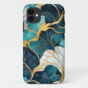 Japanese Floral Teal Gold Case-Mate iPhone Case