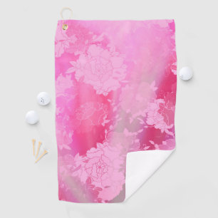 Japanese flowers pink patterns golf towel
