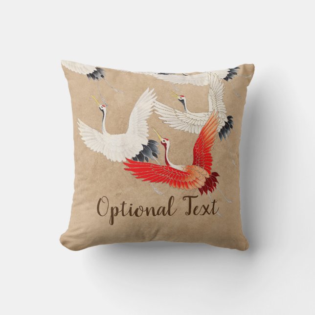 Japanese Flying Cranes Cushion (Front)