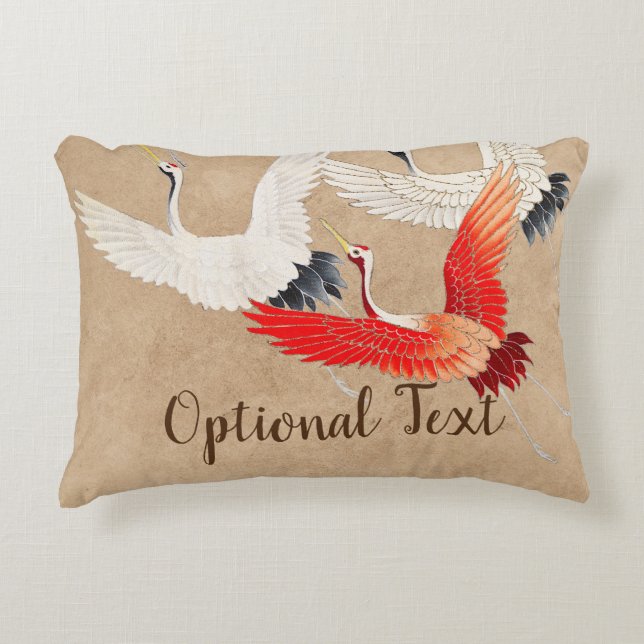 Japanese Flying Cranes Decorative Cushion (Front)