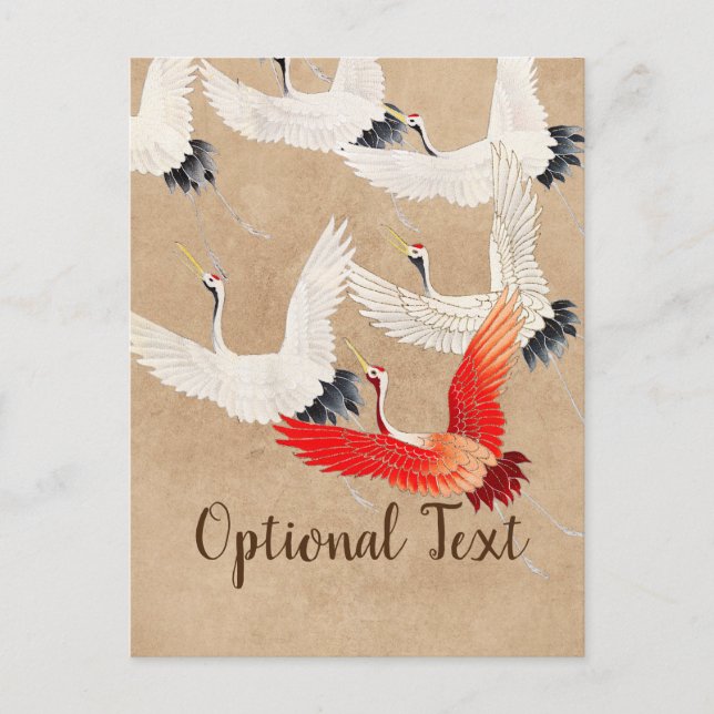 Japanese Flying Cranes Postcard (Front)