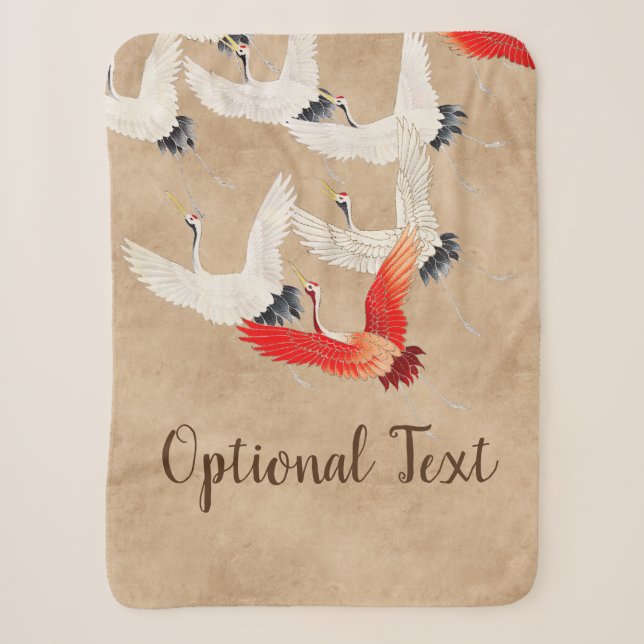 Japanese Flying Cranes Sherpa Blanket (Front)