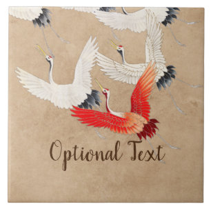 Japanese Flying Cranes Tile