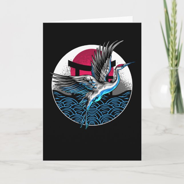 Japanese Flying Cranes with Japanese wavers Design Card (Front)