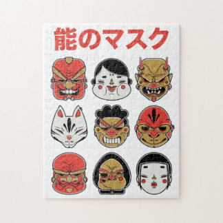 Japanese Folklore Demon and Kitsune Festive Jigsaw Puzzle