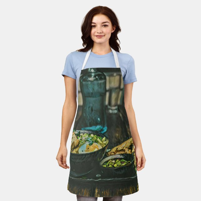 Japanese Food Art Apron (Worn)