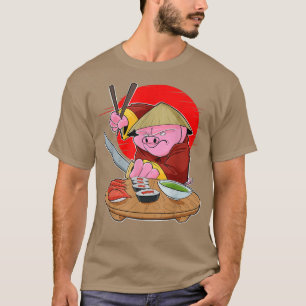 Japanese Food I Maki Lover I Samurai Sushi Pig  T-Shirt