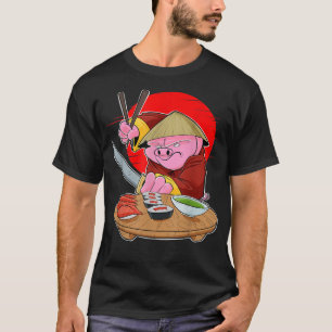 Japanese Food I Maki Lover I Samurai Sushi Pig T-Shirt