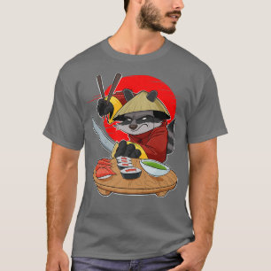 Japanese Food I Maki Lover I Samurai Sushi Racoon T-Shirt