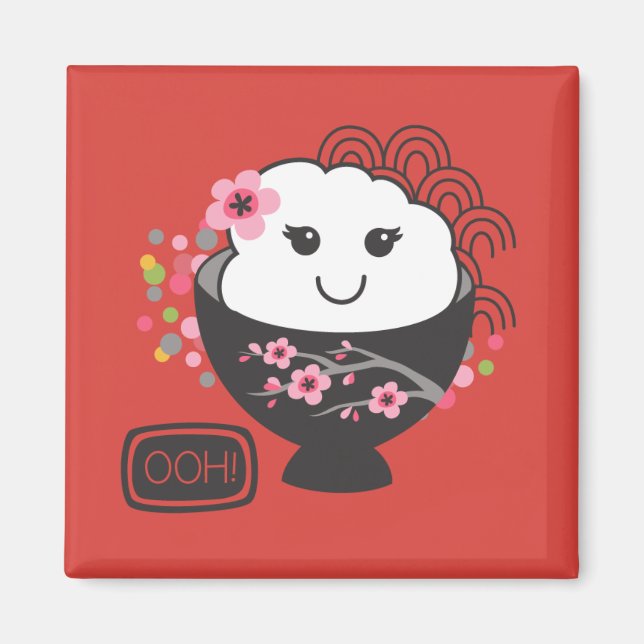 Japanese Food Rice Bowl Kawaii Magnet (Front)