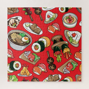 Japanese Food: Seamless Cultural Pattern Jigsaw Puzzle