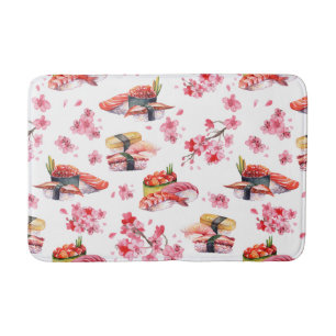 Japanese food sushi and nigiri bath mat