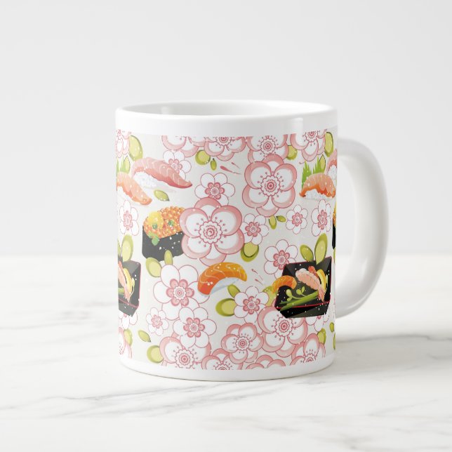 Japanese Food: Sushi Pattern 2 Large Coffee Mug (Front Right)