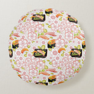 Japanese Food: Sushi Pattern 2 Round Cushion