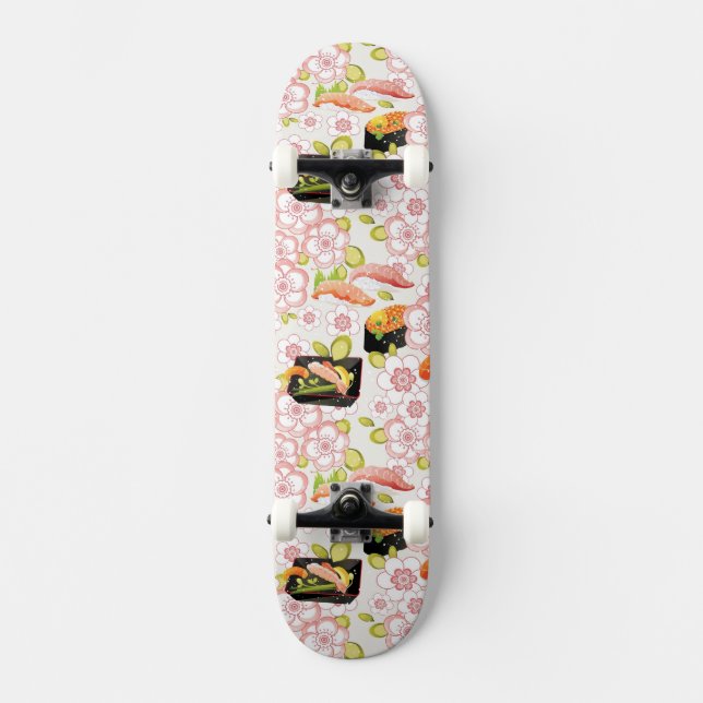 Japanese Food: Sushi Pattern 2 Skateboard (Front)