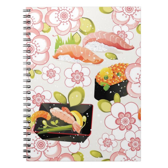 Japanese Food: Sushi Pattern 2 Spiral Notebook (Front)