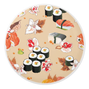 Japanese Food: Sushi Pattern 3 Ceramic Knob