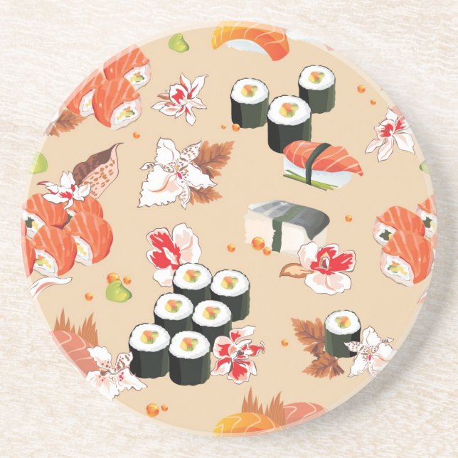 Japanese Food: Sushi Pattern 3 Coaster (Front)