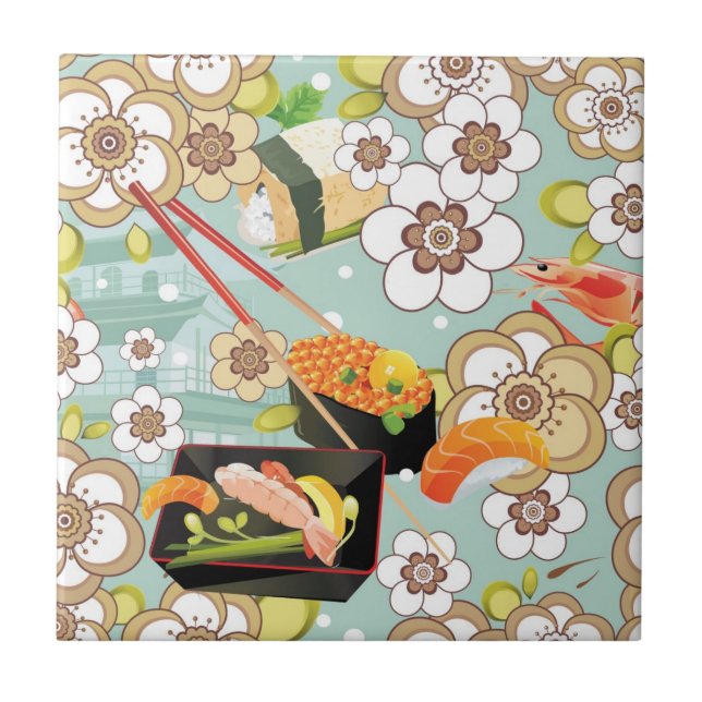 Japanese Food: Sushi Pattern 4 Tile (Front)