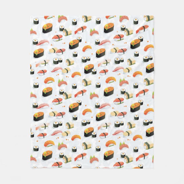 Japanese Food: Sushi Pattern Fleece Blanket (Front)