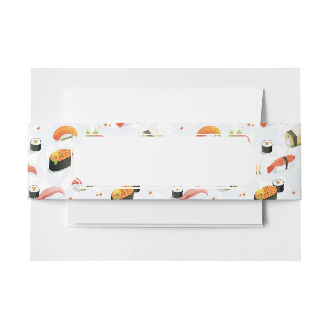 Japanese Food: Sushi Pattern Invitation Belly Band (Front Example)