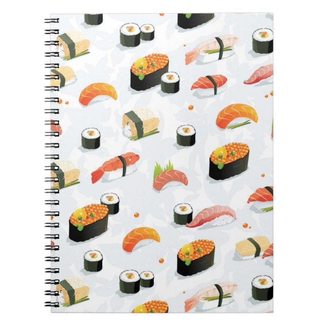 Japanese Food: Sushi Pattern Spiral Notebook (Front)