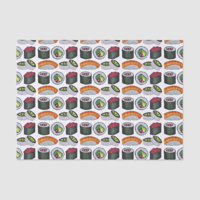 Japanese Food Sushi Rolls Salmon Nigri Tuna Tissue Paper (Front)